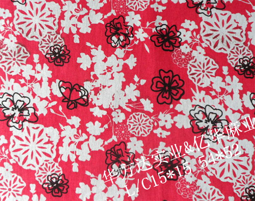 Linen/cotton blended printed fabric  L/C15*15